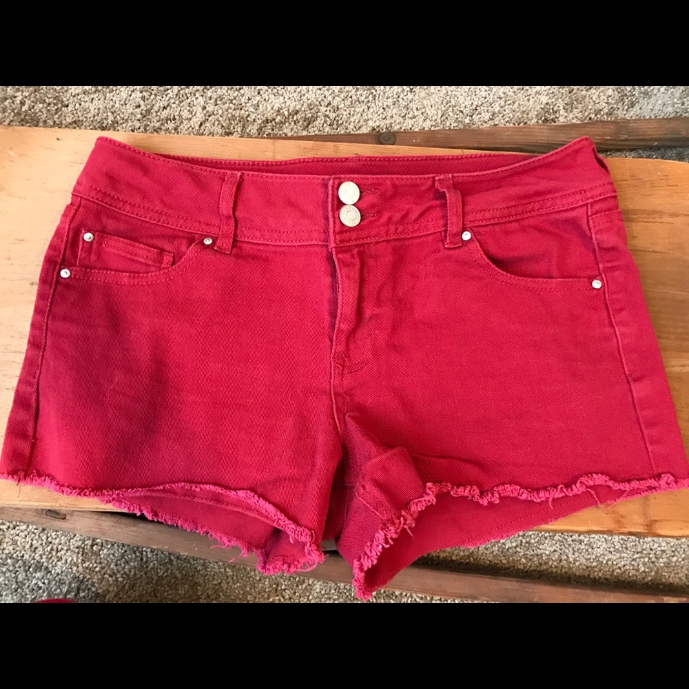Solid red short shorts